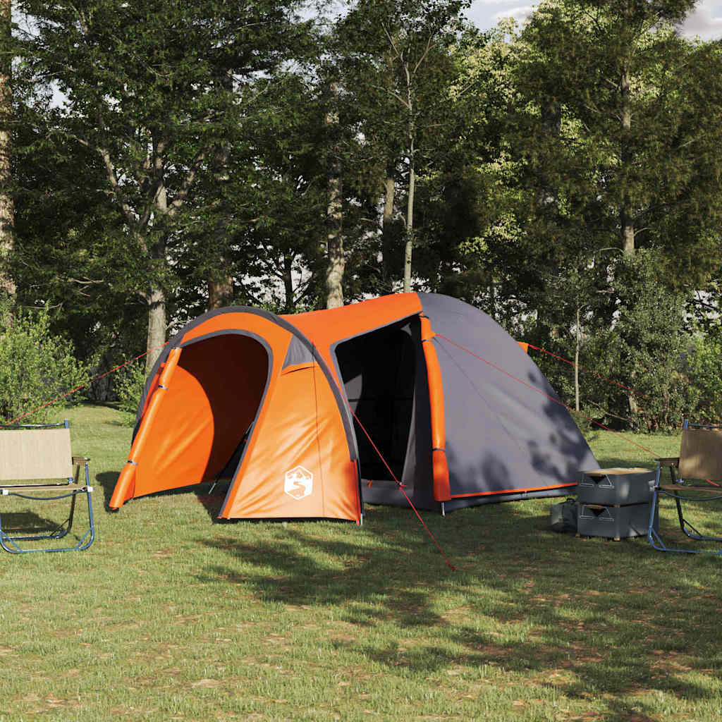 Kuppelzelt Kuppel mit Dach Grau und Orange 384 x 254 x 170 cm