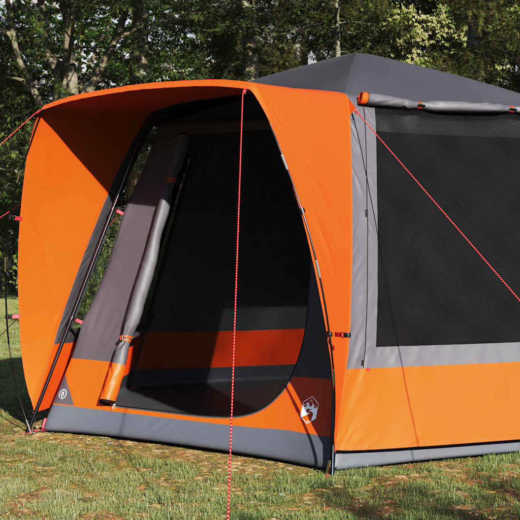 Campingzelt Hütte Grau und Orange 420 x 420 x 227 cm Polyester
