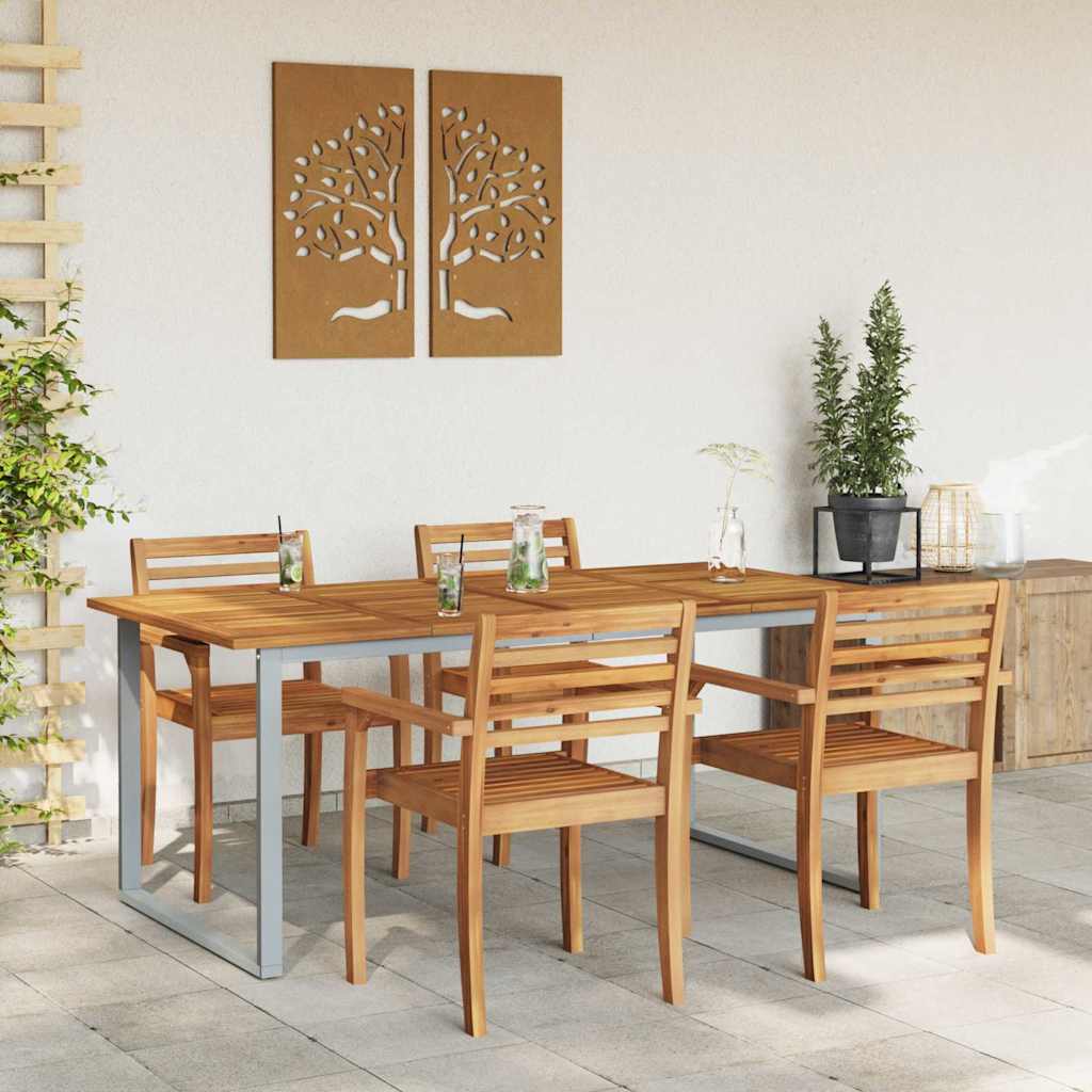 Gartentisch Grau 180 x 90 x 75 cm Massivholz Akazie