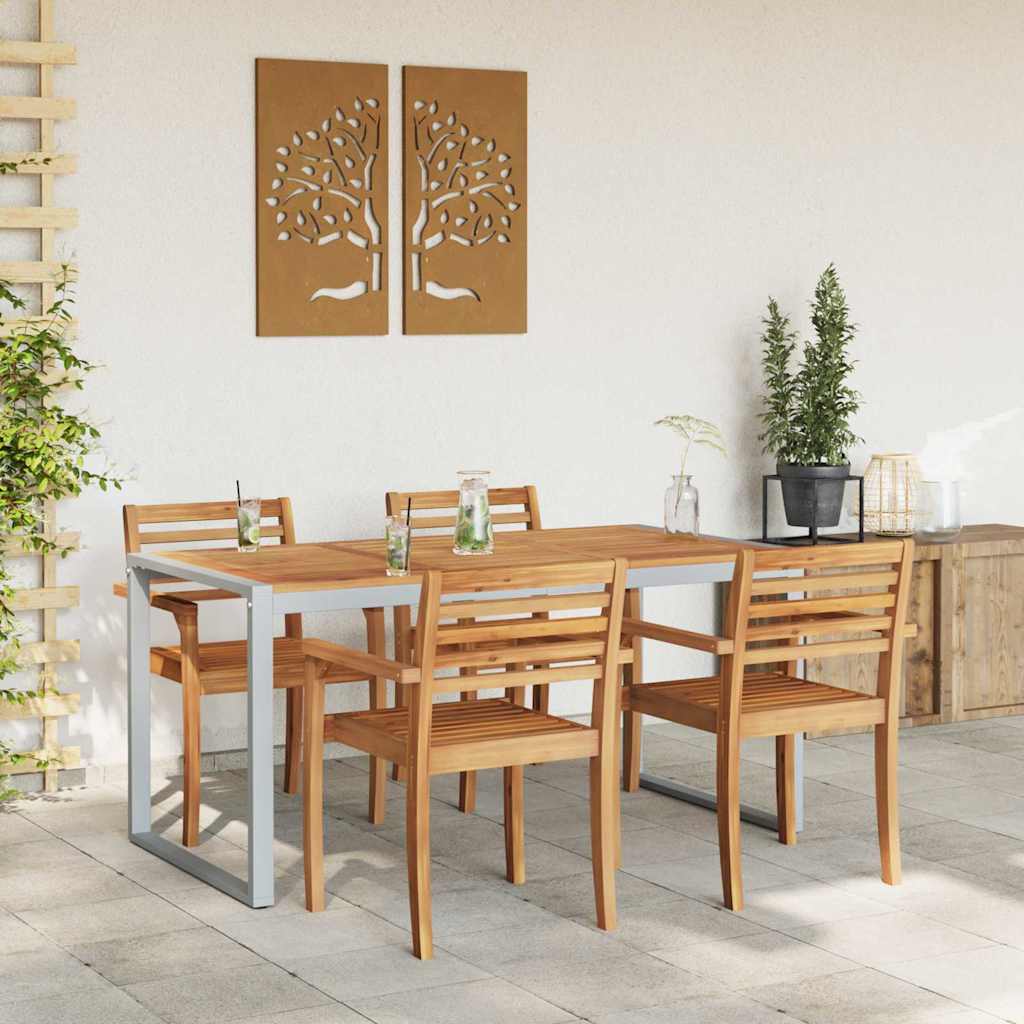 Gartentisch Grau 160 x 80 x 75 cm Massivholz Akazie