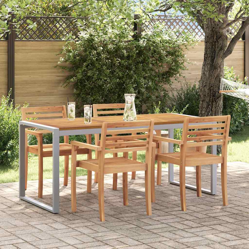 Gartentisch Grau 180 x 90 x 75 cm Massivholz Akazie