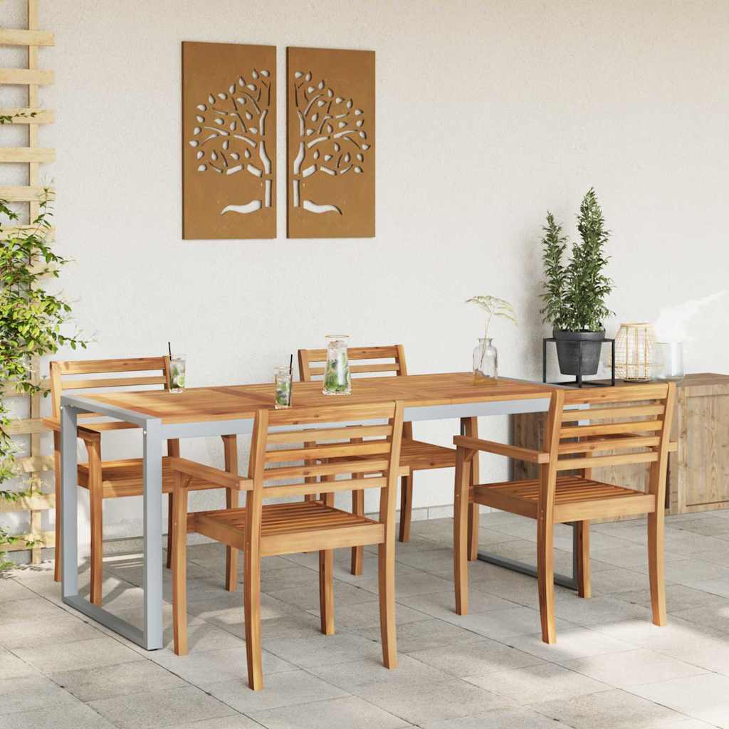 Gartentisch Grau 180 x 90 x 75 cm Massivholz Akazie