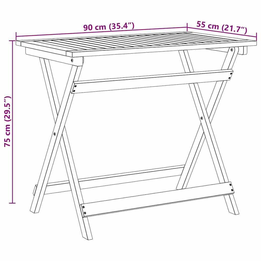 Gartentisch Braun 90 x 55 x 75 cm Massivholz Akazie