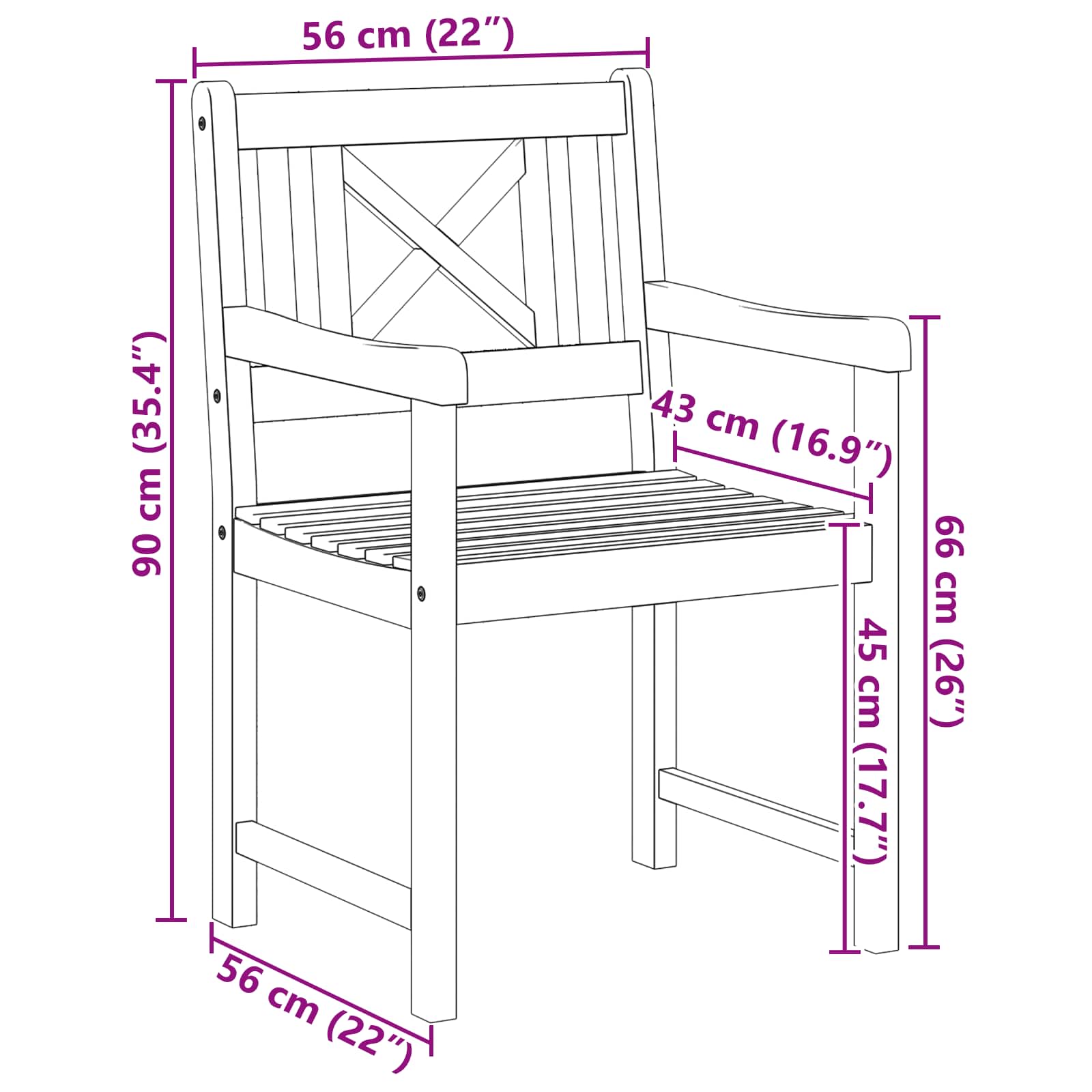 Bank Outdoor 2 pcs Natur 56 x 55,5 x 90 cm Massivholz Akazie