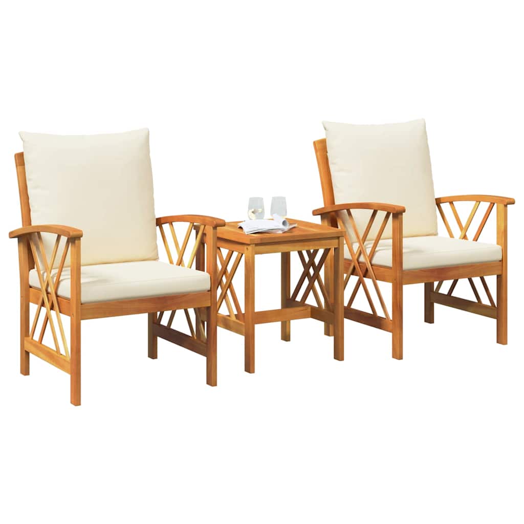 Gartensofa-set mit Kissen 3 pcs Öl-Natur Massivholz Akazie