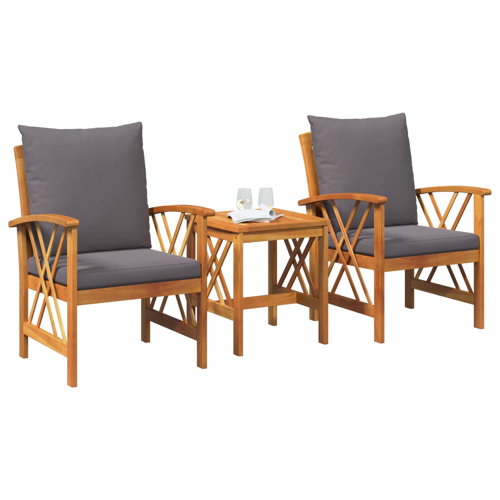 Gartensofa-set mit Kissen 3 pcs Öl-Natur Massivholz Akazie
