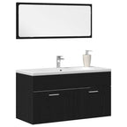 Badezimmermöbel-Set 2 pcs Schwarz Eichen-Optik Holzwerkstoff