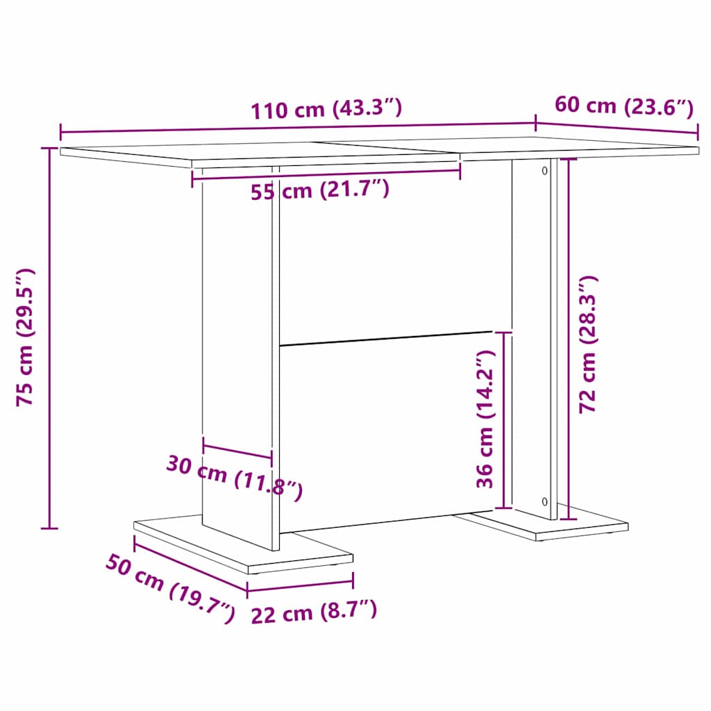 Esstisch Sonoma-Eiche 110 x 60 x 75 cm Holzwerkstoff