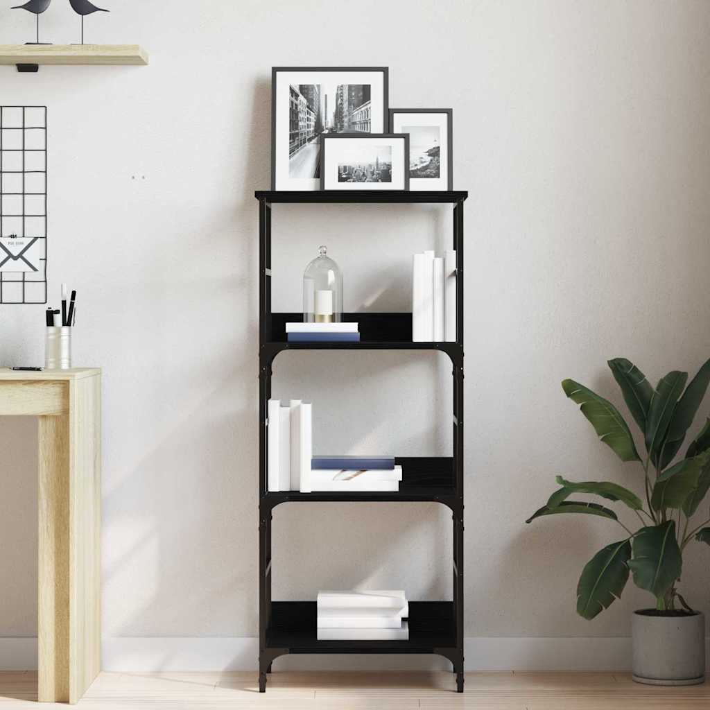 Bücherregal Schwarz Eichen-Optik 50 x 33 x 117,5 cm