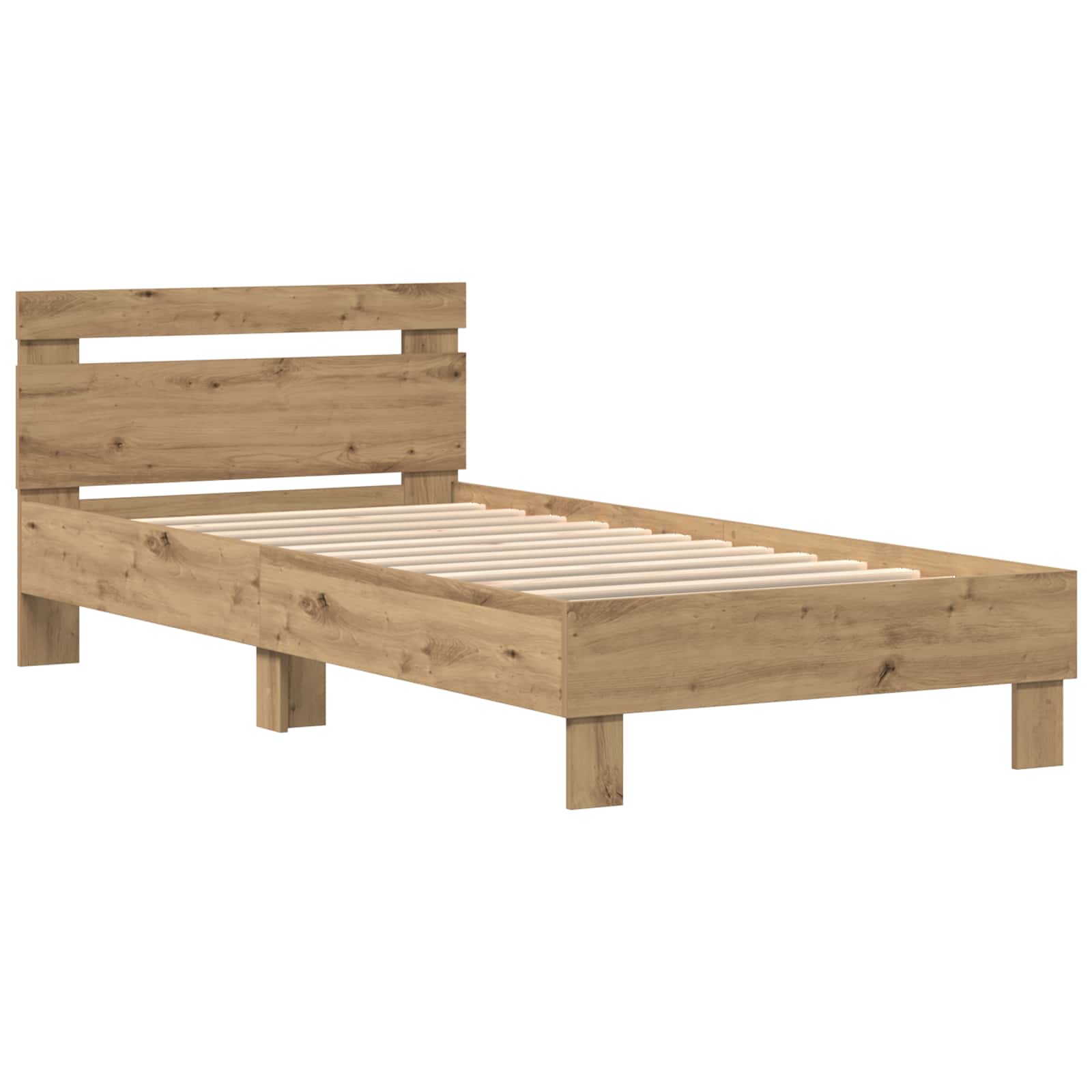 Bettrahmen mit LED Artisan-Eiche 90 x 190 cm Holzwerkstoff