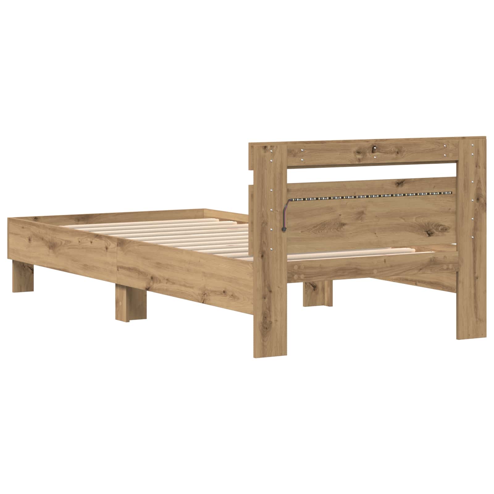 Bettrahmen mit LED Artisan-Eiche 90 x 190 cm Holzwerkstoff