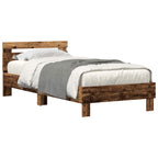 Bettrahmen mit LED Altholz 75 x 190 cm Holzwerkstoff