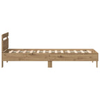 Bettrahmen mit LED Artisan-Eiche 75 x 190 cm Holzwerkstoff