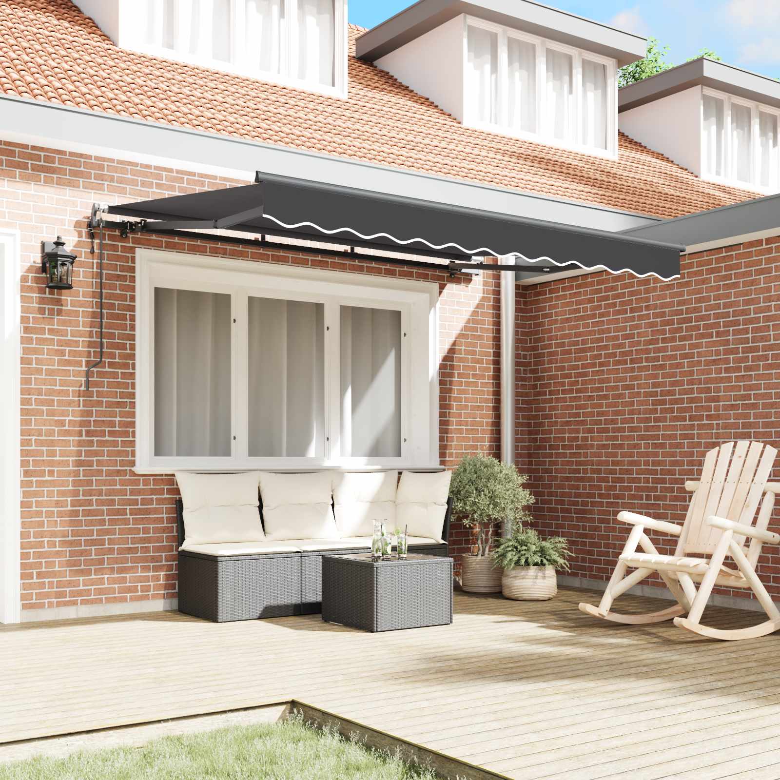 Einziehbare Markise Anthrazit 250 x 200 cm Stoff