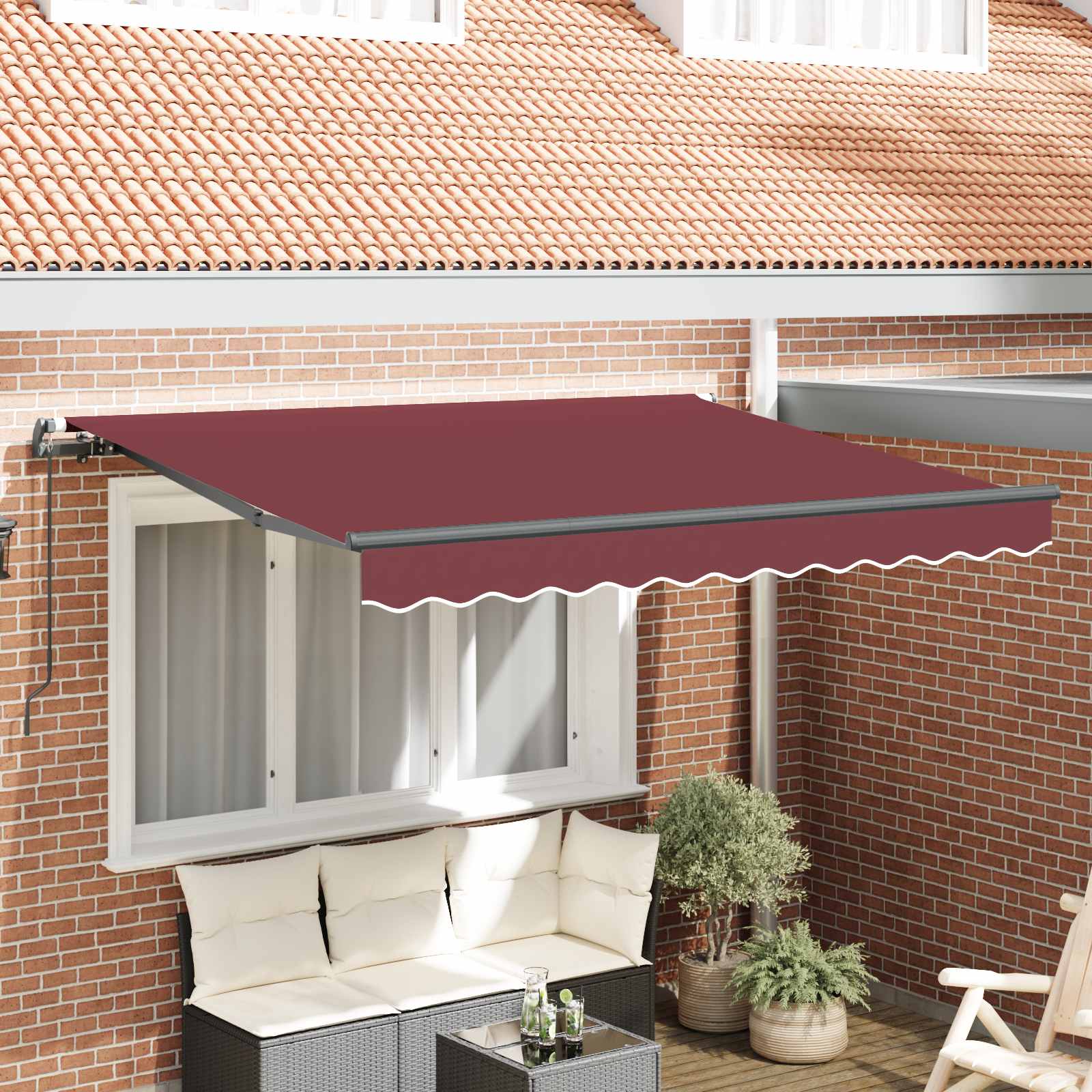 Einziehbare Markise Bordeauxrot 250 x 200 cm Stoff