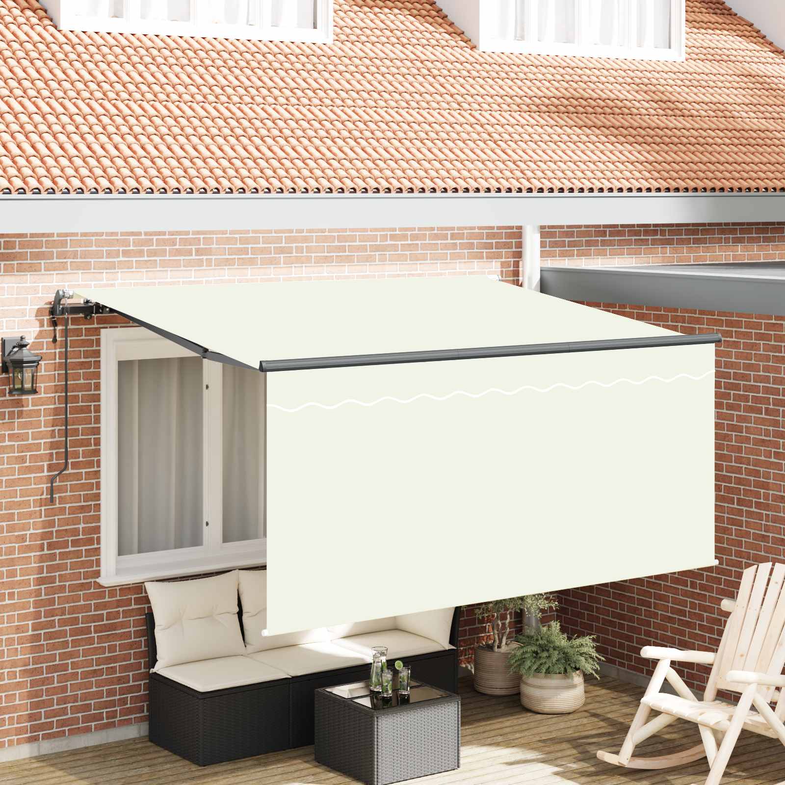 Einziehbare Markise Creme 300 x 200 cm Stoff