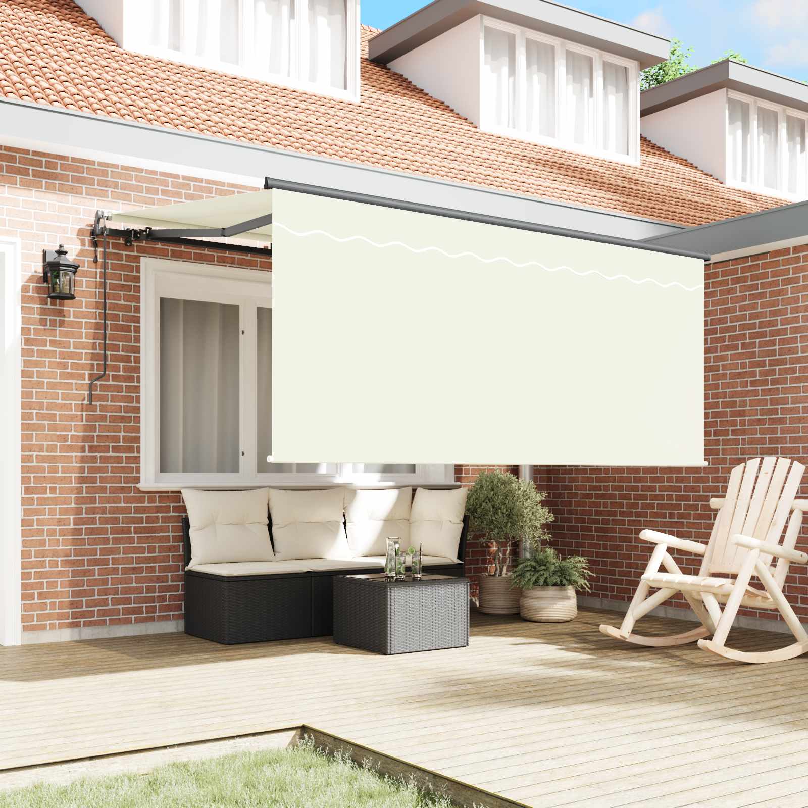 Einziehbare Markise Creme 300 x 200 cm Stoff
