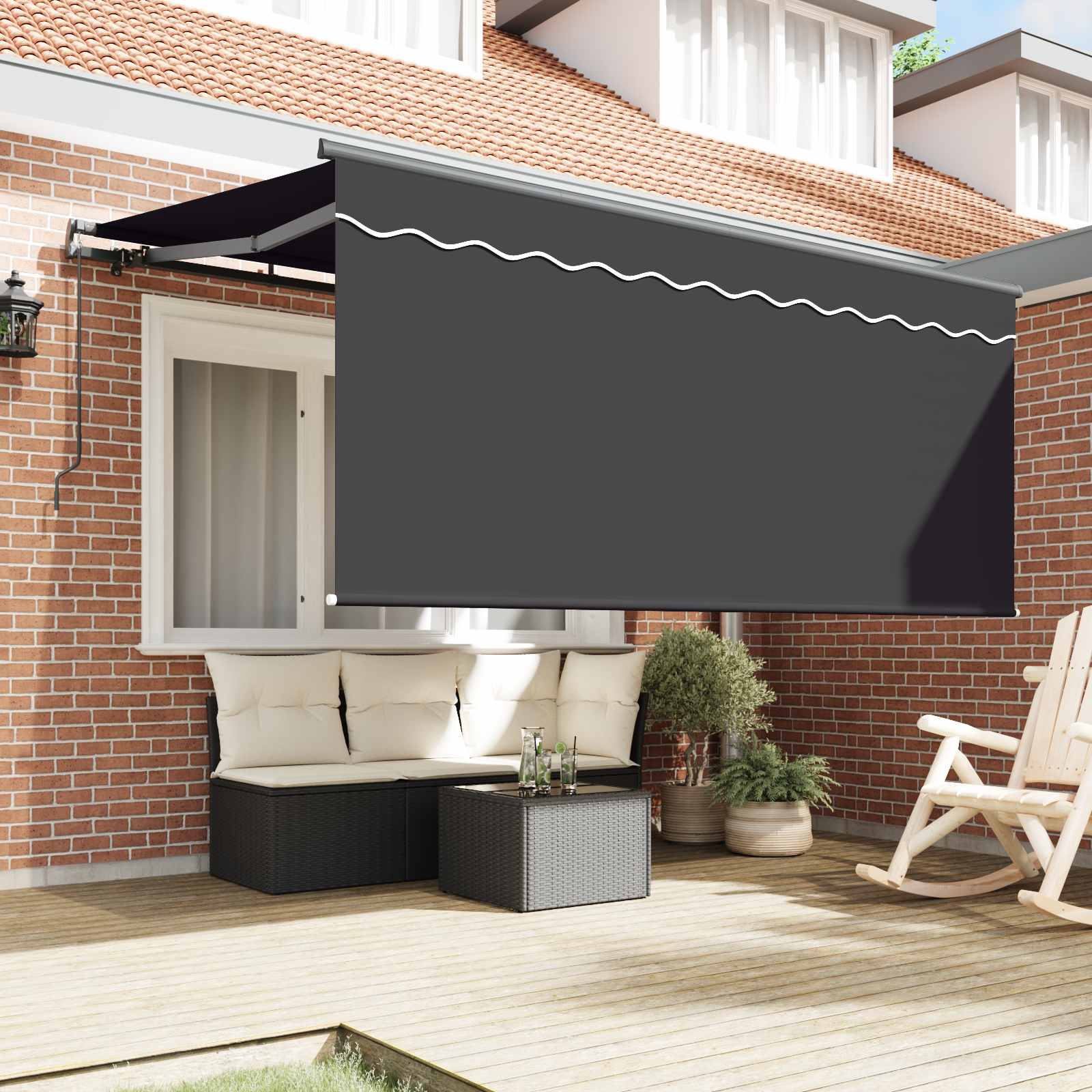 Einziehbare Markise Gestreift Anthrazit 300 x 200 cm Stoff