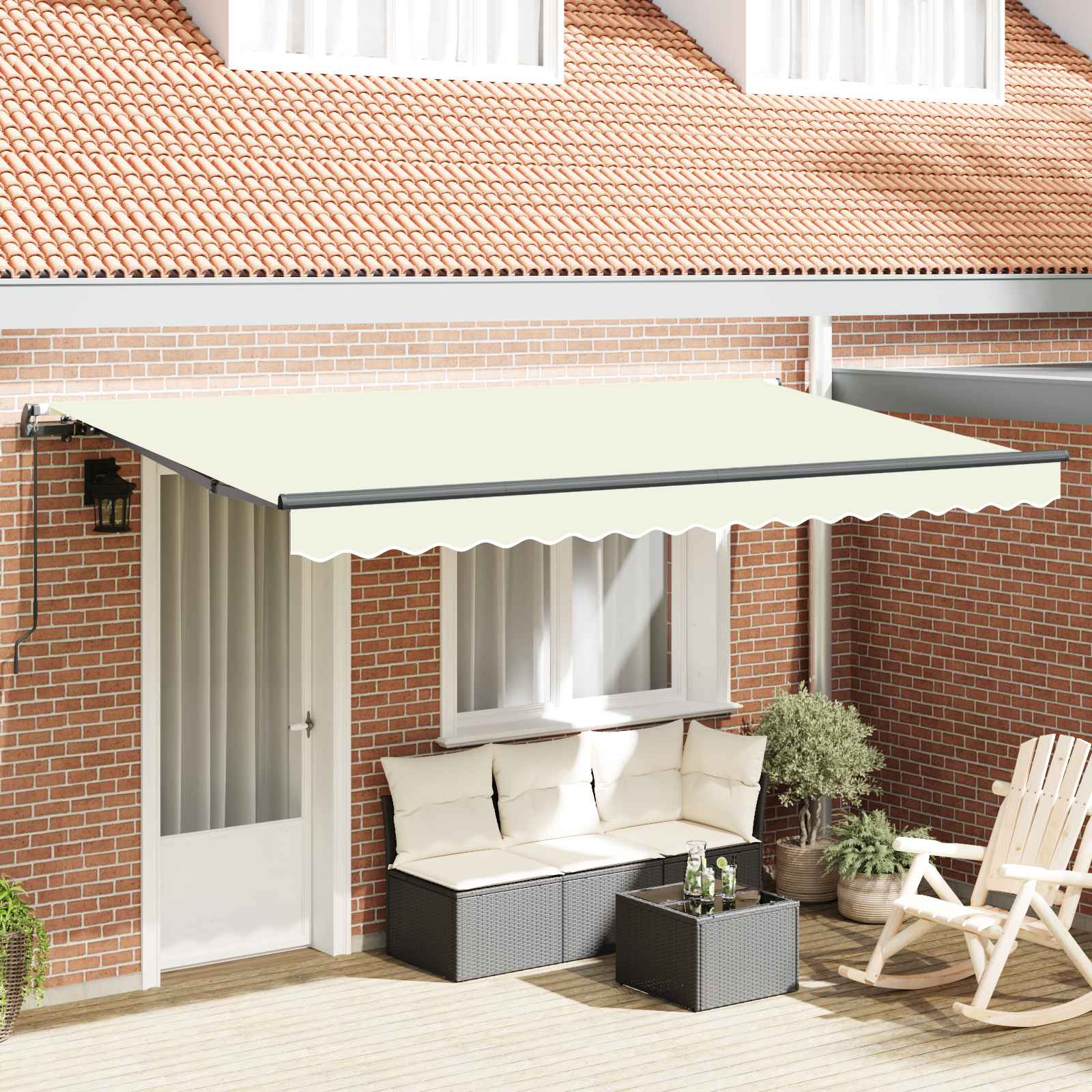 Einziehbare Markise Creme 350 x 200 cm Stoff