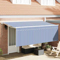 Einziehbare Markise Gestreift Blau 350 x 200 cm Stoff