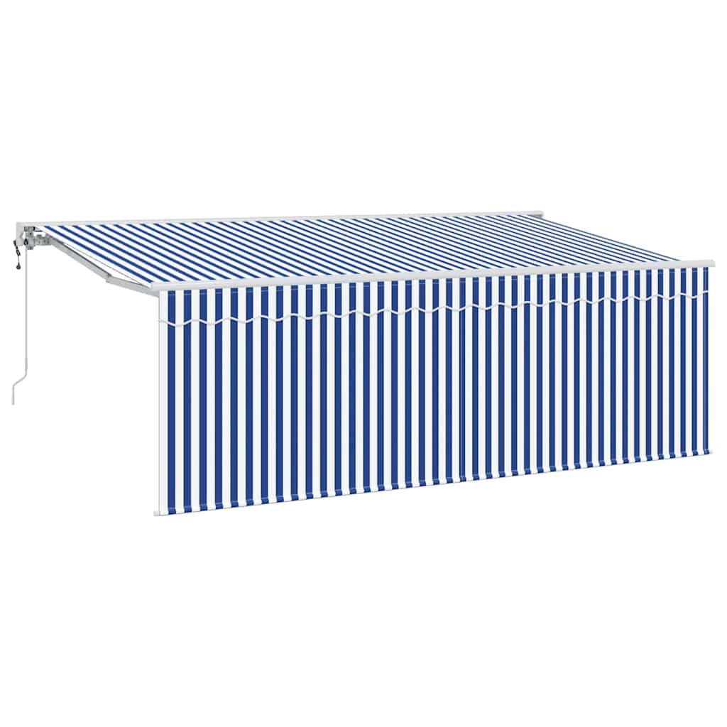 Einziehbare Markise Gestreift Blau 350 x 200 cm Stoff