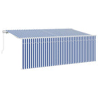 Einziehbare Markise Gestreift Blau 350 x 200 cm Stoff