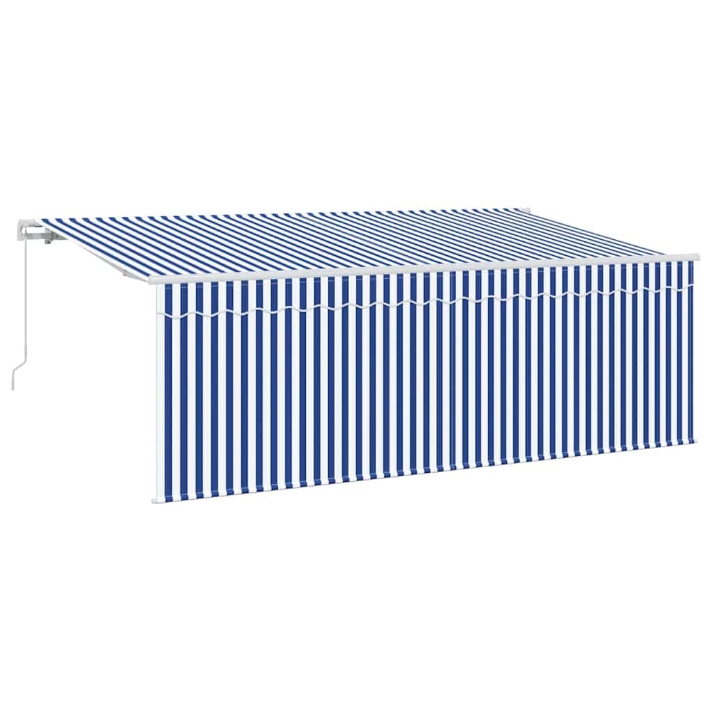 Einziehbare Markise Gestreift Blau 350 x 200 cm Stoff