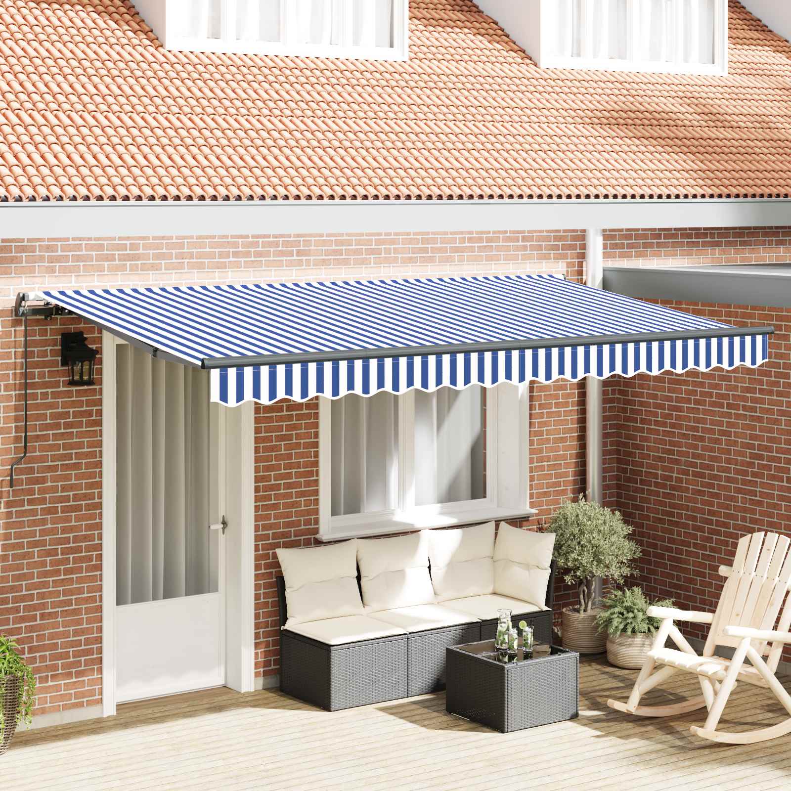 Einziehbare Markise Blau 400 x 200 cm Stoff