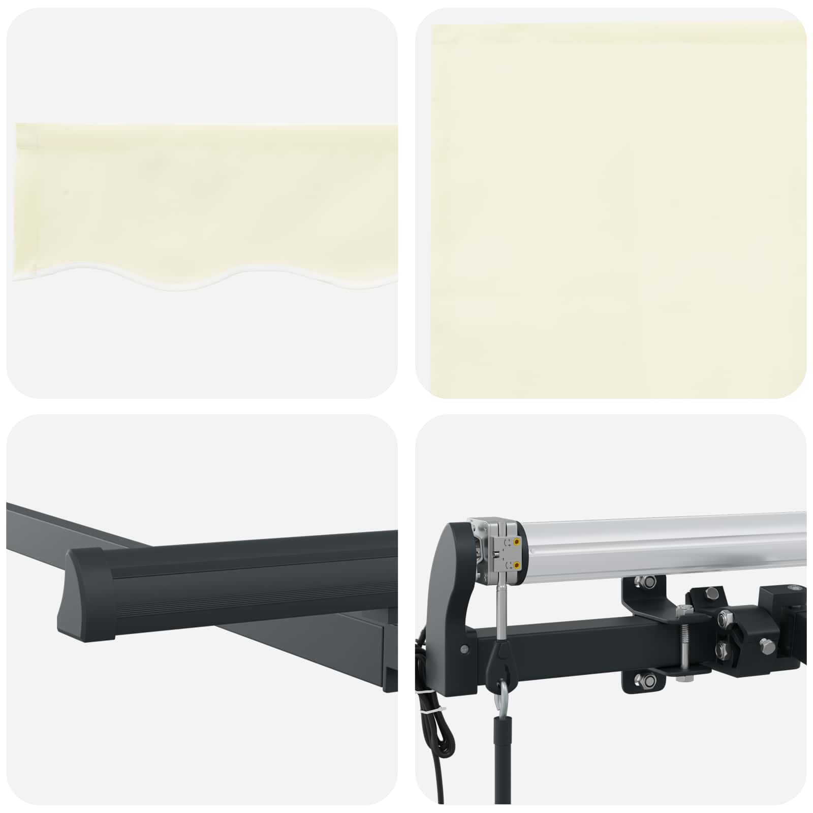 Einziehbare Markise Creme 400 x 200 cm Polyester und Aluminium
