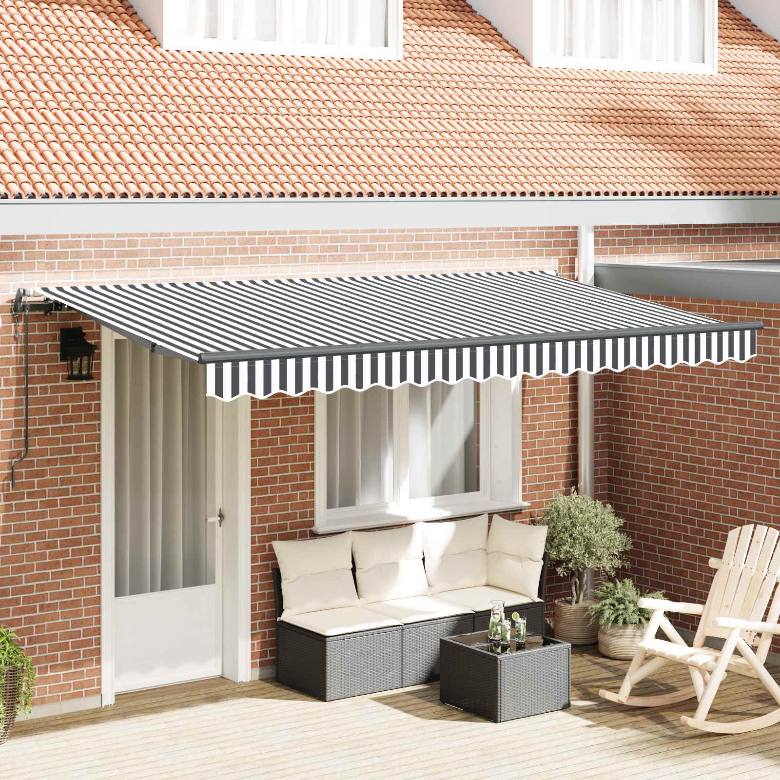 Einziehbare Markise Anthrazit 400 x 200 cm Stoff