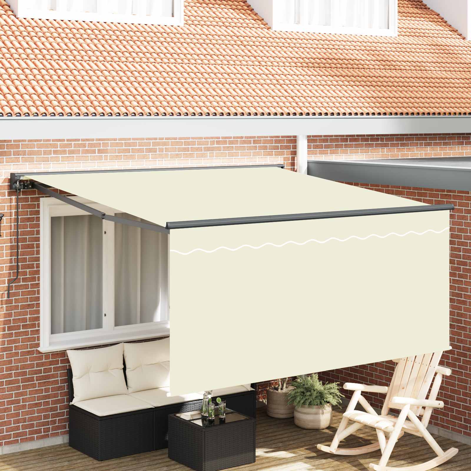 Einziehbare Markise Creme 300 x 250 cm Polyester und Aluminium