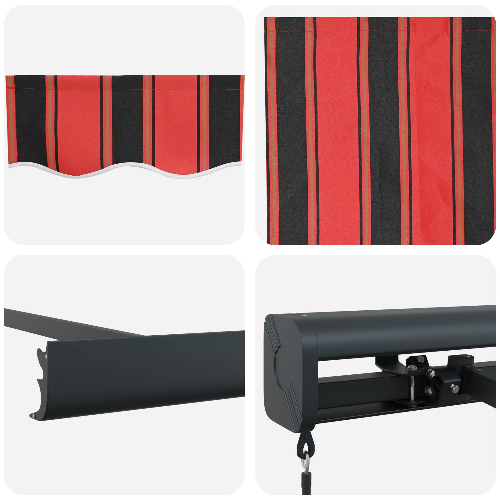 Einziehbare Markise Rot und Schwarz 300 x 250 cm