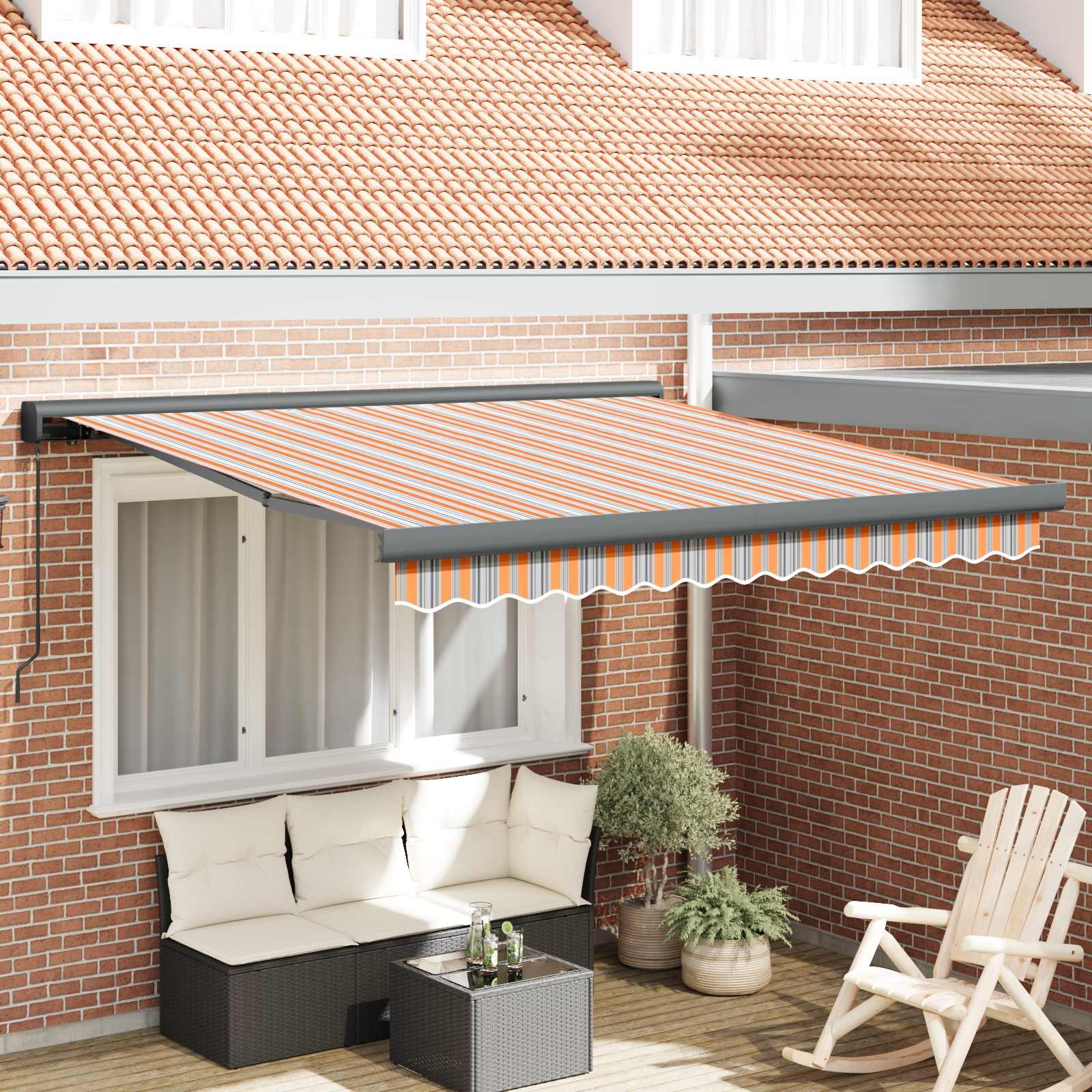 Einziehbare Markise Mehrfarbig 300 x 250 cm Stoff und Metall