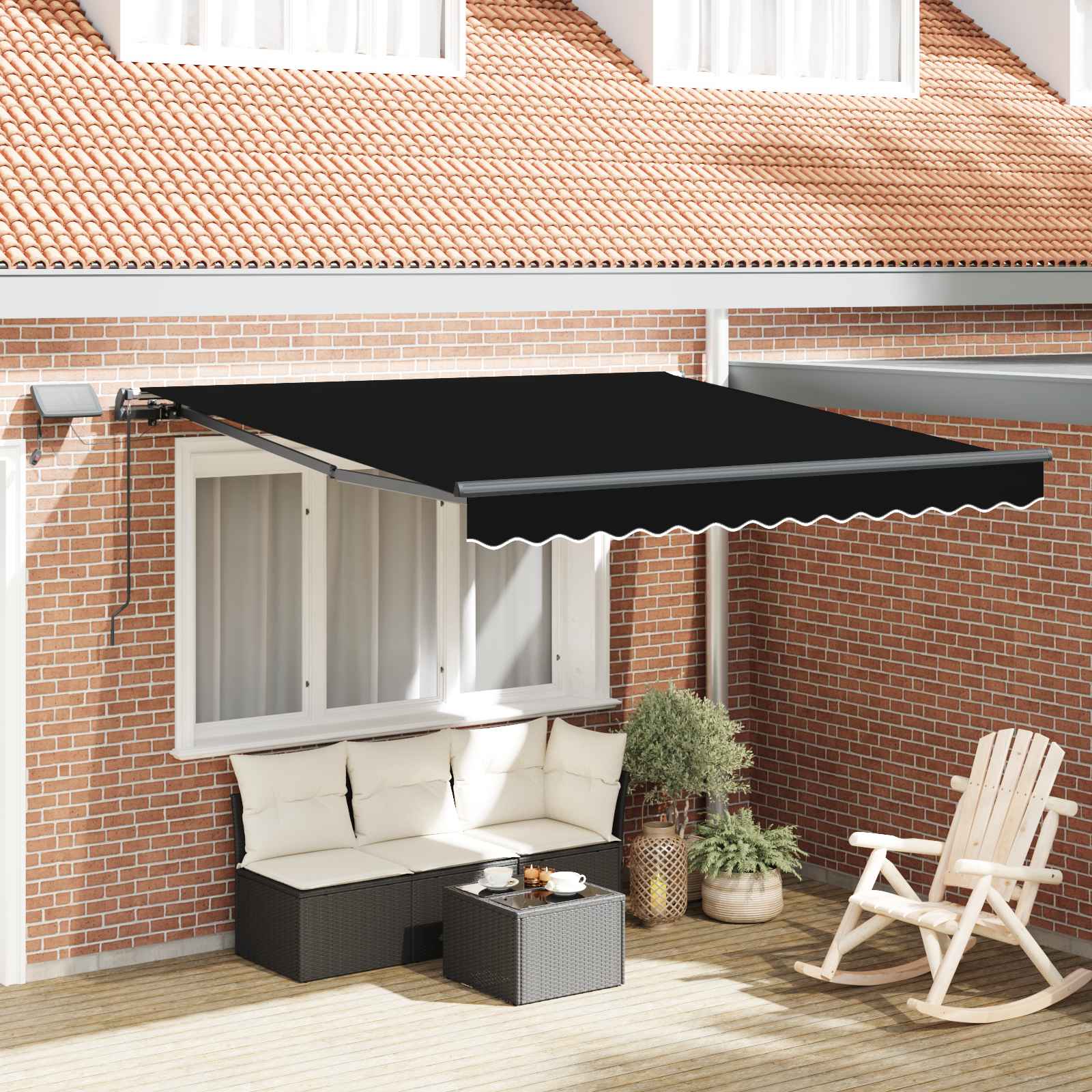 Einziehbare Markise Schwarz 300 x 250 cm Stoff
