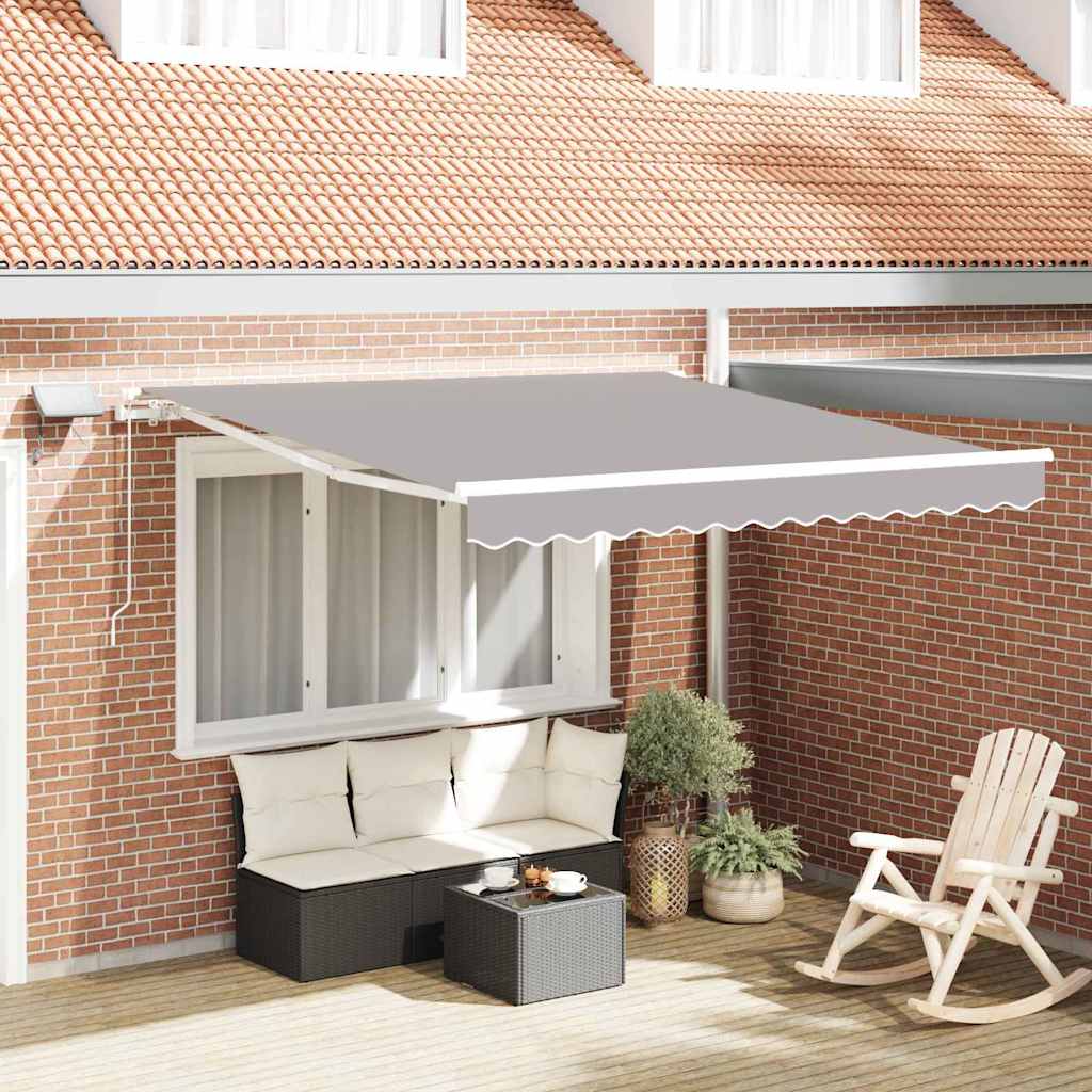Einziehbare Markise Hellgrau 300 x 250 cm Stoff und Stahl