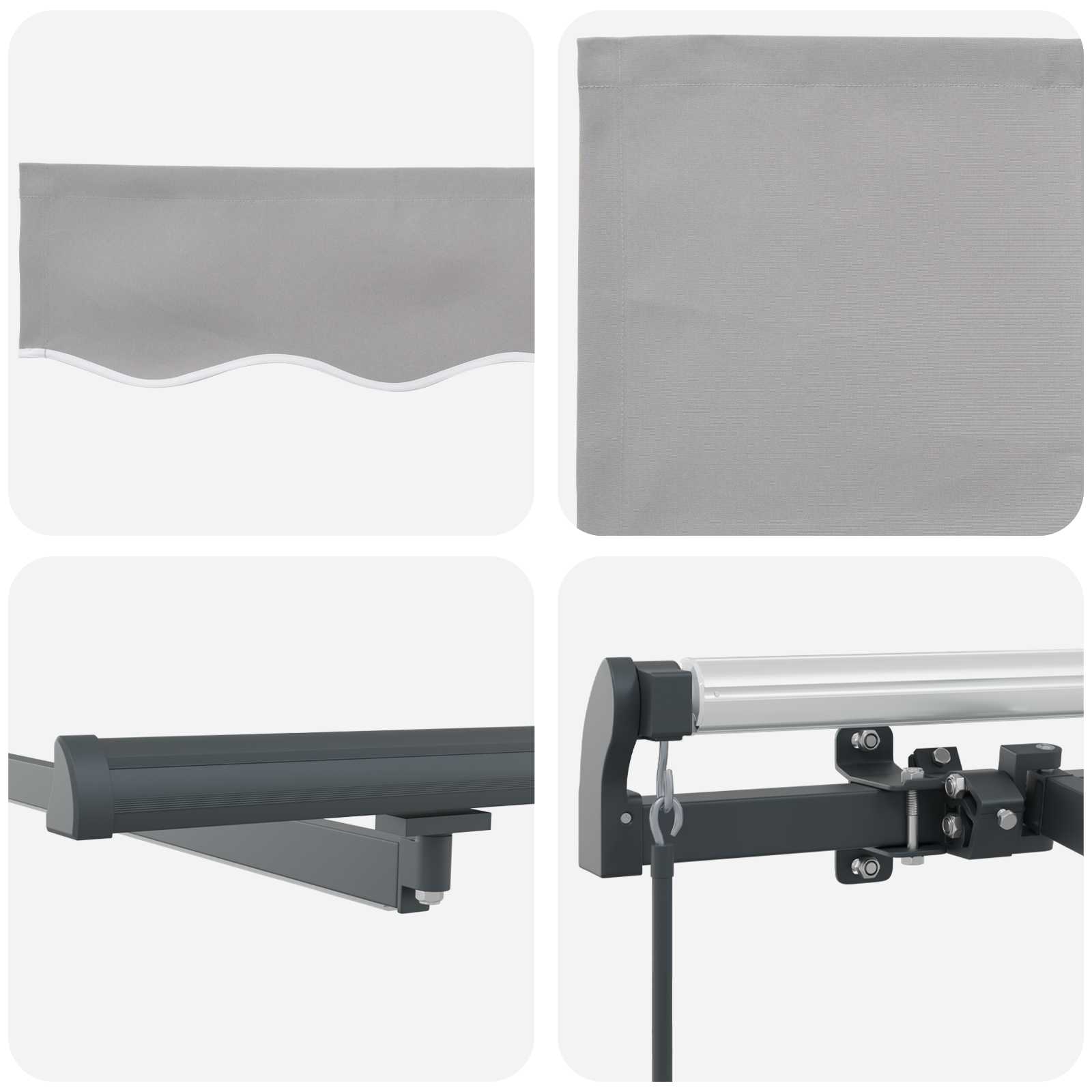 Einziehbare Markise Hellgrau 300 x 250 cm Stoff