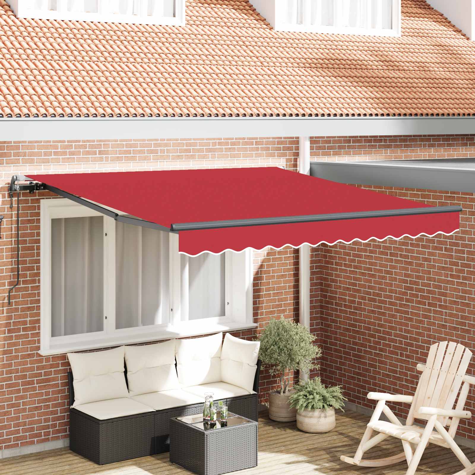 Einziehbare Markise Rot 300 x 250 cm Stoff und Aluminium