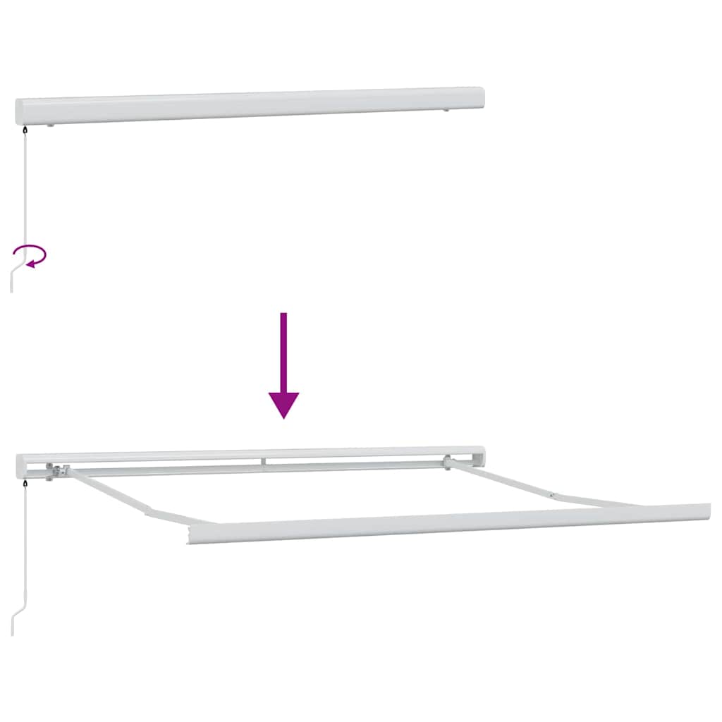 Einziehbare Markise Grün und Weiß 300 x 250 cm Stoff und Metall