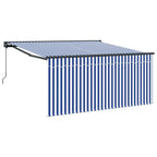 Einziehbare Markise Blau und Weiß 350 x 250 cm