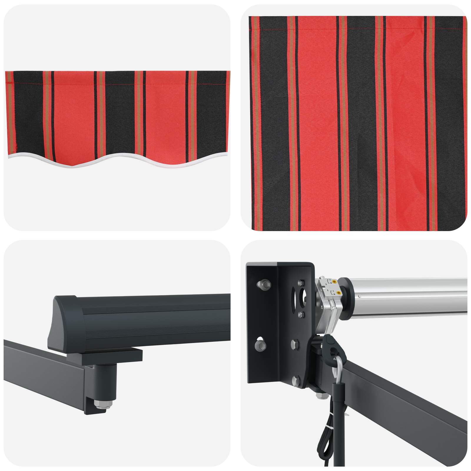 Markise Rot und Schwarz 350 x 250 x 165 cm Polyester