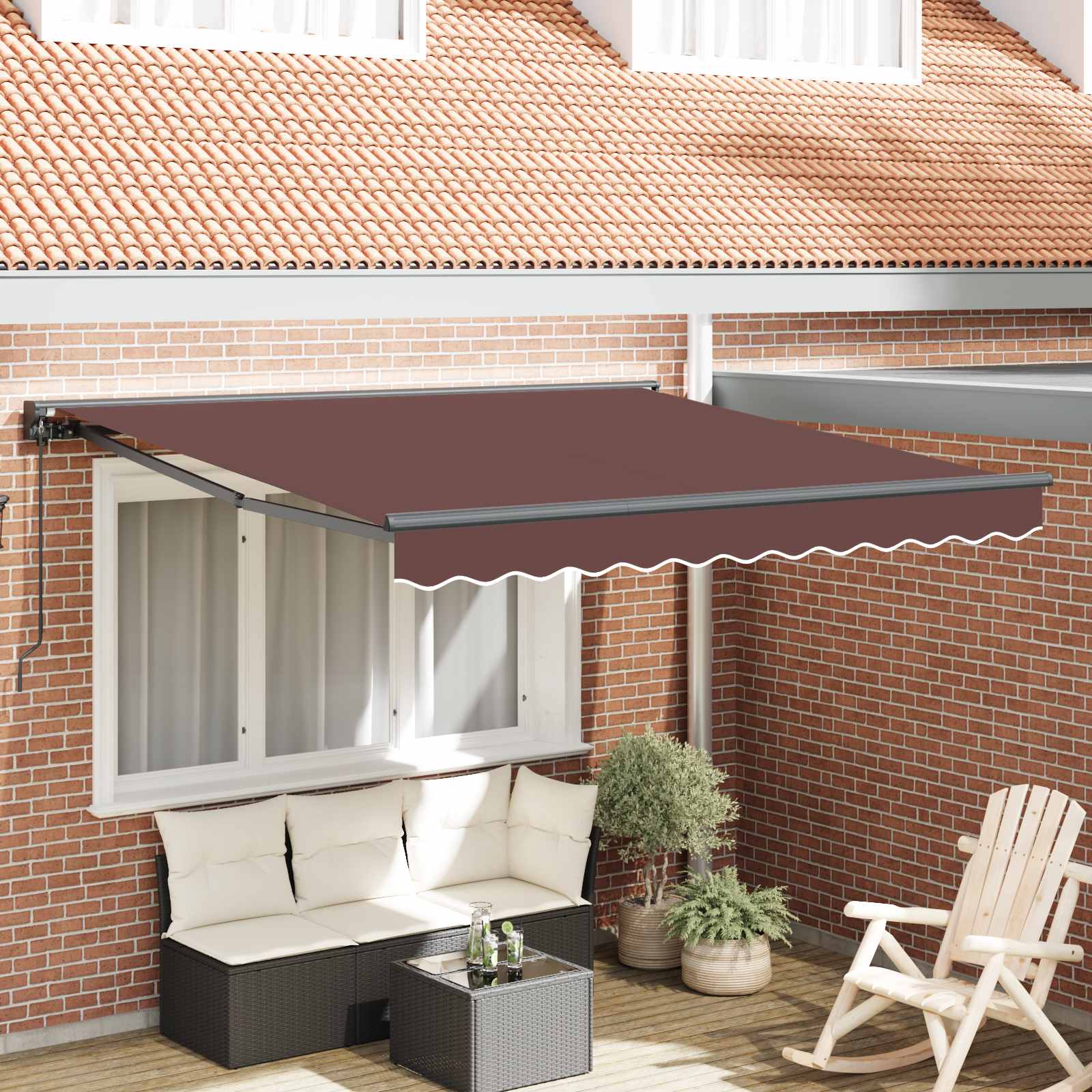 Markisenrahmen Braun 350 x 250 cm Polyester mit PU-Beschichtung