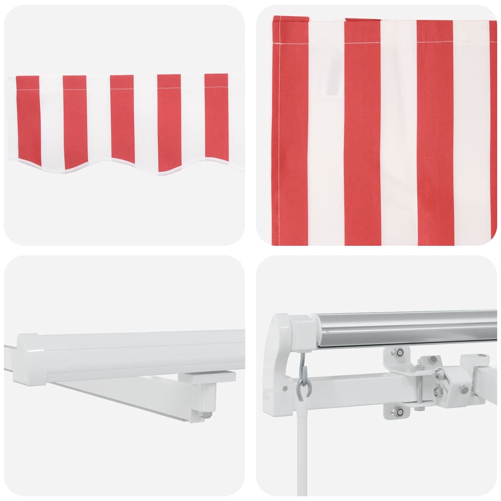 Einziehbare Markise Rot und Weiß 350 x 250 cm Stoff und Stahl