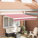 Einziehbare Markise Rot und Weiß 350 x 250 cm Stoff und Metall
