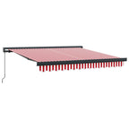 Einziehbare Markise Rot und Weiß 350 x 250 cm Stoff und Metall
