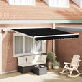 Einziehbare Markise Schwarz 350 x 250 cm Stoff und Stahl