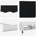 Einziehbare Markise Schwarz 350 x 250 cm Stoff und Metall