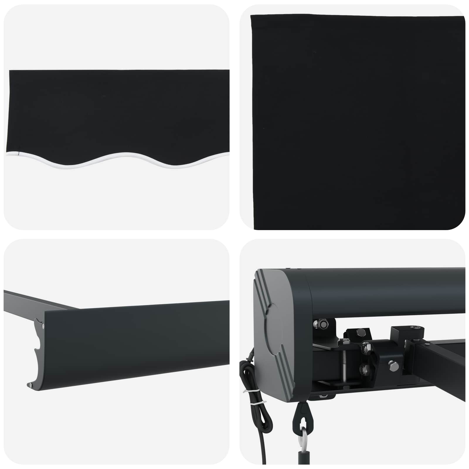 Markise Schwarz 350 x 250 x 165 cm Polyester und Aluminium