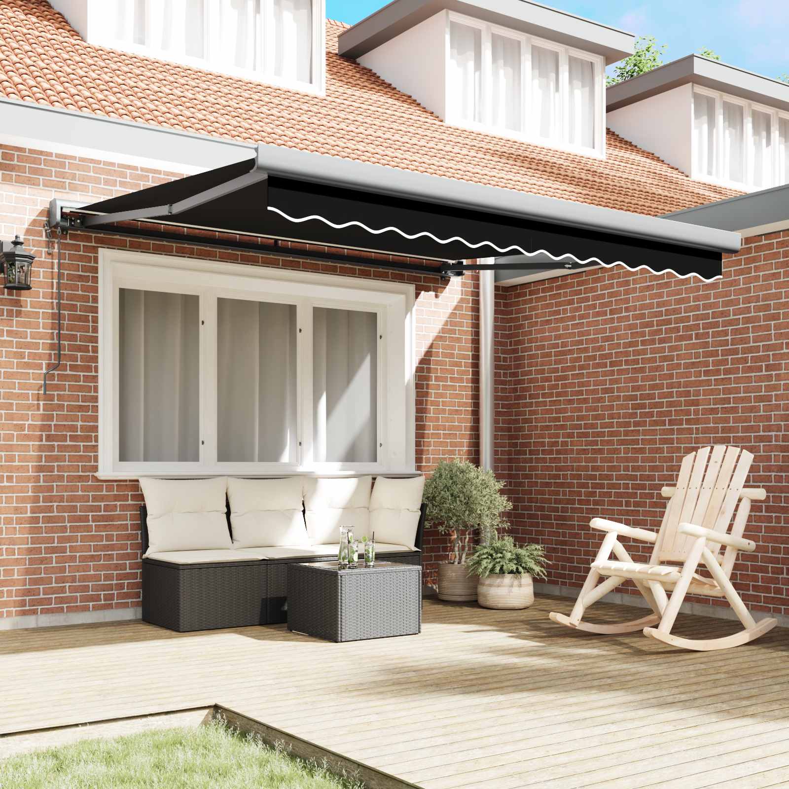 Markise Schwarz 350 x 250 x 165 cm Polyester und Aluminium