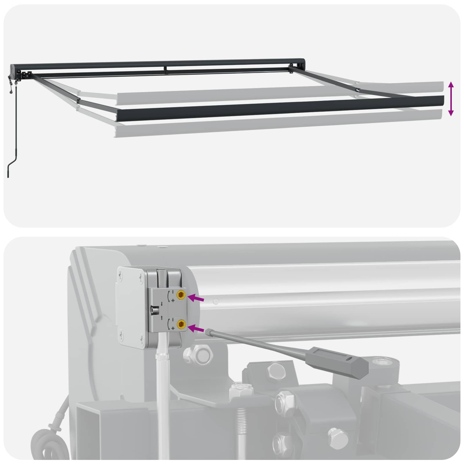 Markise Schwarz 350 x 250 x 165 cm Polyester und Aluminium
