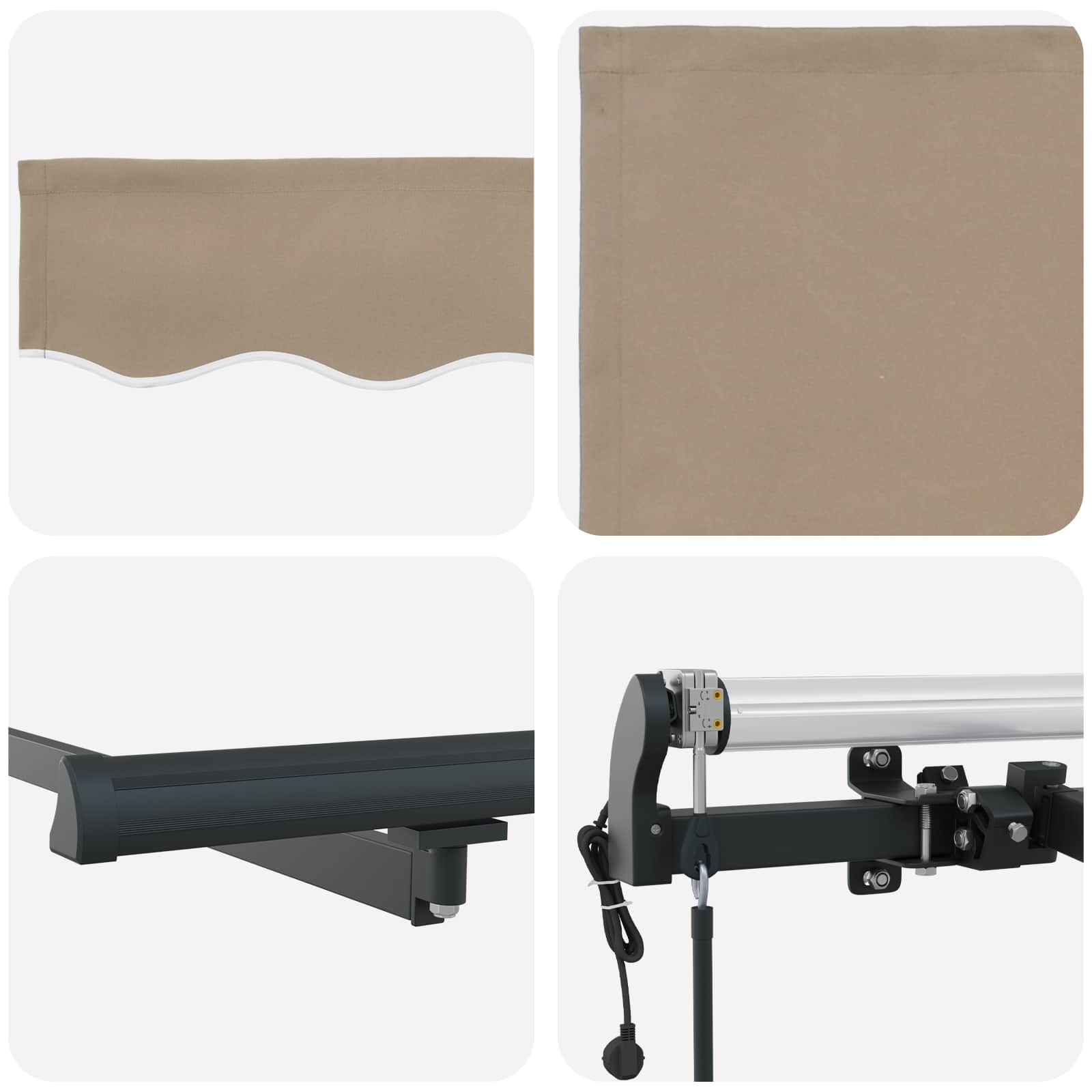 Einziehbare Markise Beige 350 x 250 cm Stoff und Aluminium